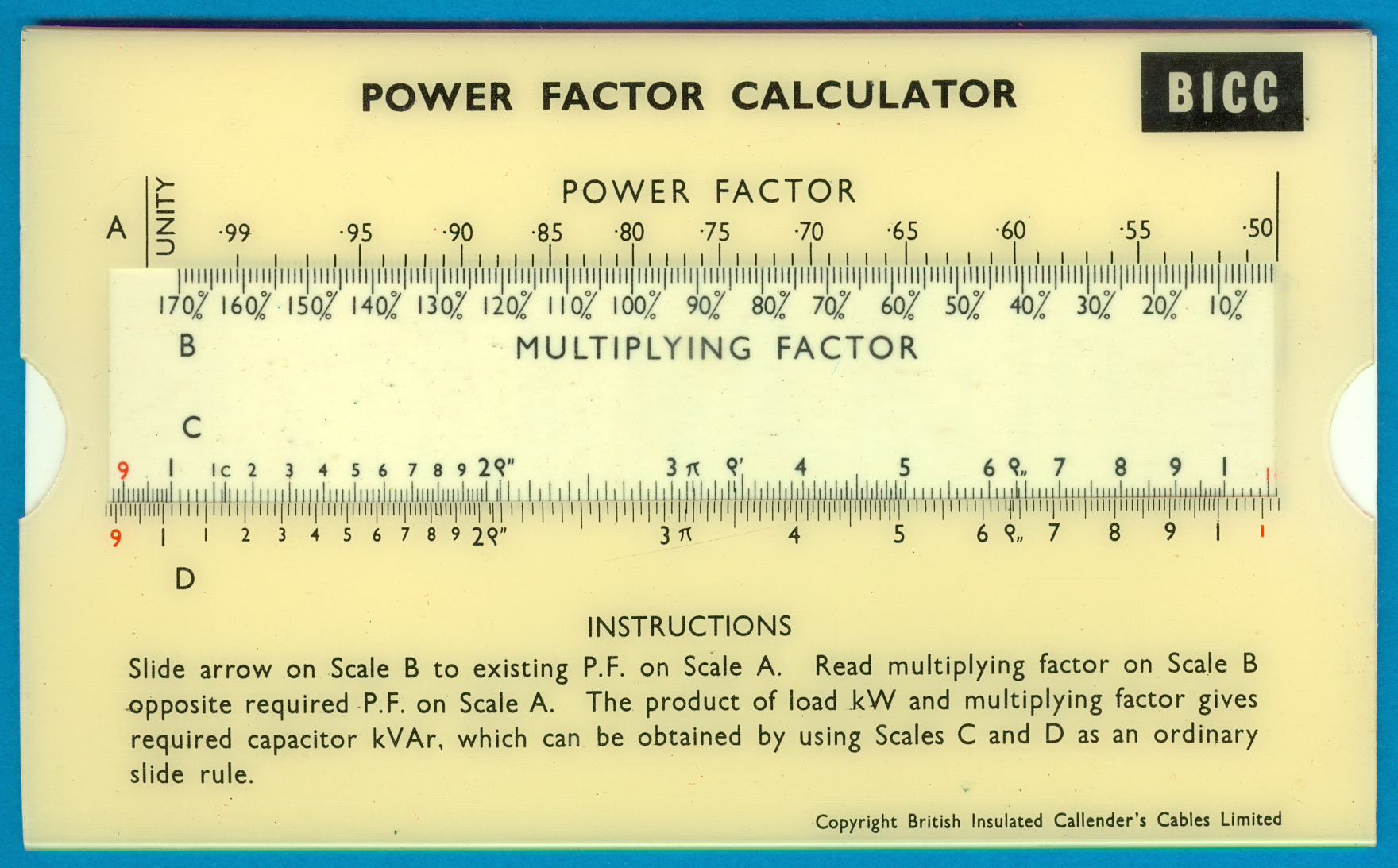 Blundell Harling Ltd. (BH) M899 BICC Power Factor Calculator